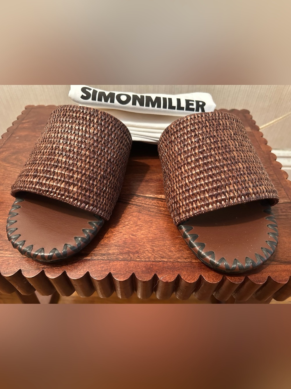 Simon Miller Brown Raffia Salerno Slide Sandals